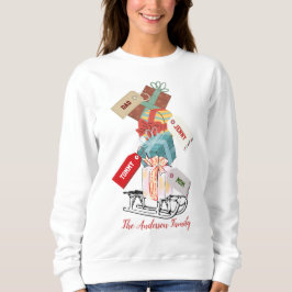 Retro Red White Niedlich Familienname Weihnachtsfr Sweatshirt