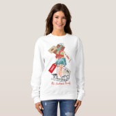 Retro Red White Niedlich Familienname Weihnachtsfr Sweatshirt (Vorne ganz)