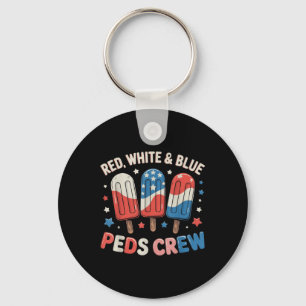 Retro Red White Peds Crew Ice Creme US Flag 4 Schlüsselanhänger