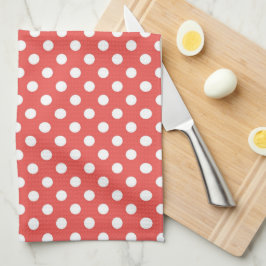 Retro Red & White Polka Dot Muster Geschirrtuch