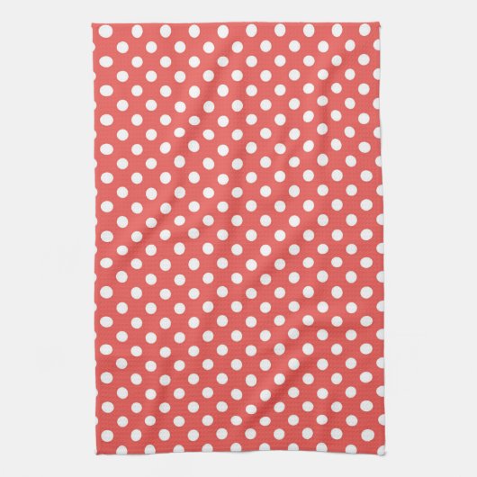 Retro Red & White Polka Dot Muster Geschirrtuch (Vertikal)