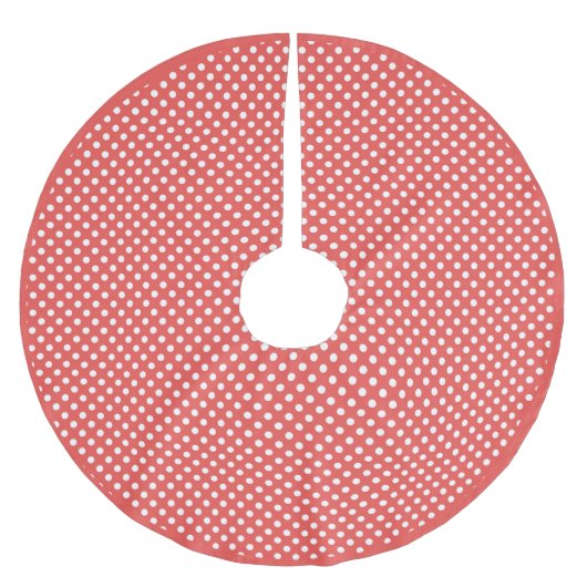 Retro Red White Polka Dot Muster Polyester Weihnachtsbaumdecke (Vorderseite)