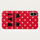 Retro Red White Polka Dots, Personalisiert Case-Mate iPhone Hülle (Rückseite (Horizontal))