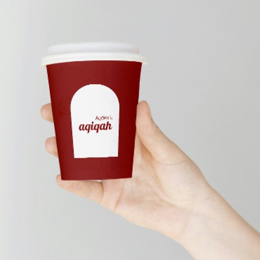 Retro Red White Solid Color Aqiqah Baby Dusche Pappbecher