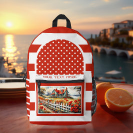 Retro Red White Strip künstlerisches Foto Bedruckter Rucksack