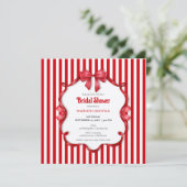Retro Red & White Wedding Bridal Shower Einladung (Stehend Vorderseite)