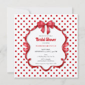 Retro Red & White Wedding Bridal Shower Einladung (Vorderseite)