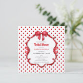 Retro Red & White Wedding Bridal Shower Einladung (Stehend Vorderseite)