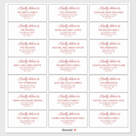 Retro Red & White Wedding Guest Address Labels