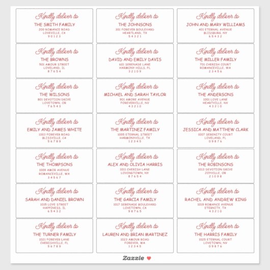 Retro Red & White Wedding Guest Address Labels (Blatt)