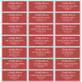 Retro Red & White Wedding Guest Address Labels