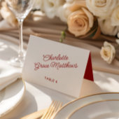 Retro Red & White Wedding Guest Name Platzkarte Tischnummer