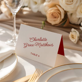 Retro Red & White Wedding Guest Name Platzkarte Tischnummer