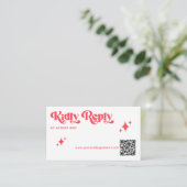 Retro Red & White Wedding Website QR Code Begleitkarte (Stehend Vorderseite)