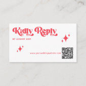 Retro Red & White Wedding Website QR Code Begleitkarte (Vorderseite)