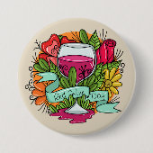 Retro Red Wine Day, fruchtiger Blumenwein Button (Vorderseite)