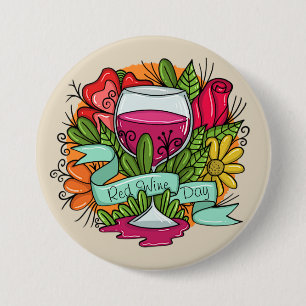 Retro Red Wine Day, fruchtiger Blumenwein Button