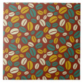 Retro Red Yellow Brown Java Coffee Boans Muster Fliese (Vorderseite)