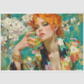 Retro Redhead Tropical Limon Cocktail Decoupage Seidenpapier (Vorderseite)
