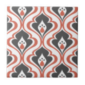 Retro Reds Orange Schwarzes Muster Dekorieren Tile Fliese (Vorderseite)