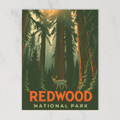 Retro Redwood Forest Deer Postkarte