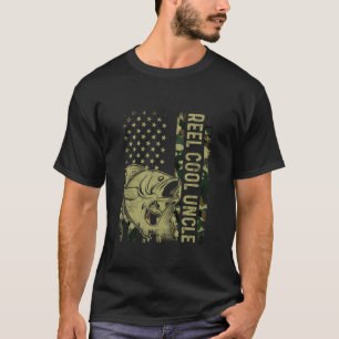 Retro Reel Cool Uncle Camouflage American Flag Fla T-Shirt