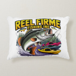 Retro "Reel Firme Fishing Inc" Bass & Kayak Lenden Dekokissen