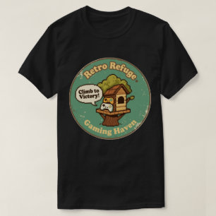 Retro Refuge Gaming Haven Pixel Baumhaus T-Shirt