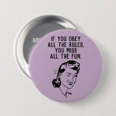 Retro-Regelbrecherin-Frau-Knopf Button (Vorne & Hinten)