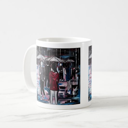Retro-Regen-Gemälde von Alfred Fox Kaffeetasse (Vorderseite Links)