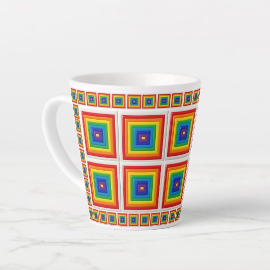 Retro Regenbogen 3D Quadrat Milchtasse (Linke Ecke)