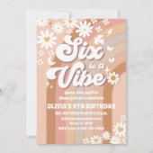 Retro Regenbogen 6. Geburtstagseinladung Einladung (Vorderseite)