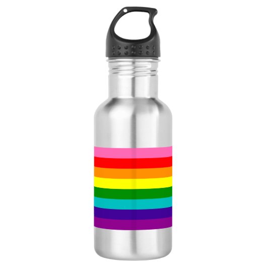 Retro Regenbogen 8 Stolz Edelstahlflasche (Vorderseite)