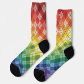 Retro-Regenbogen-Argyle-Karo-Muster Socken (Linkes Detail)