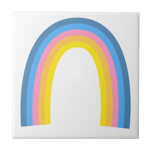 Retro-Regenbogen Blau Pink Orange Gelb Fliese (Vorderseite)