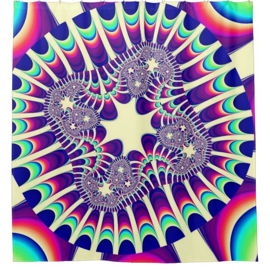 Retro-Regenbogen-Blume Duschvorhang (Vorderseite)