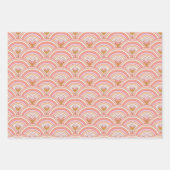 Retro-Regenbogen-Blume Rosa und Koralle Geschenkpapier Set (Vorderseite)