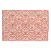 Retro-Regenbogen-Blume Rosa und Koralle Kissenbezug (Rückseite)