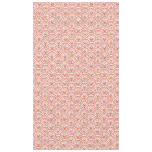 Retro-Regenbogen-Blume Rosa und Koralle Tischdecke (Vorderseite)