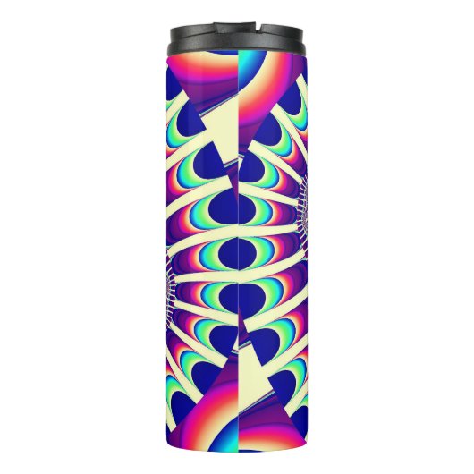 Retro-Regenbogen-Blume Thermosbecher (Rückseite)