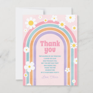 Retro-Regenbogen-Blumen-Gänseblümchen-Dankeschön-K Dankeskarte