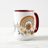 Retro-Regenbogen-Blumen-Keramik-Tasse Tasse (VorderseiteRechts)