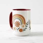 Retro-Regenbogen-Blumen-Keramik-Tasse Tasse (Vorderseite Links)