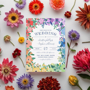 Retro-Regenbogen-Blumen Schwule Lesbische Hochzeit Einladung