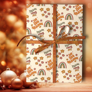 Retro-Regenbogen-Blumen-Weihnachten Geschenkpapier