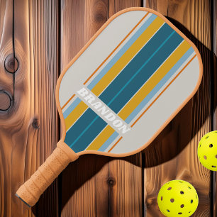 Retro-Regenbogen-Board-Streifen mit Namen Pickleball Schläger