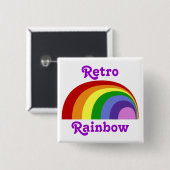 Retro-Regenbogen-Button Button (Vorne & Hinten)