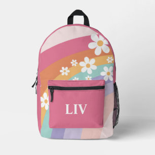 Retro Regenbogen Daisy Bedruckter Rucksack