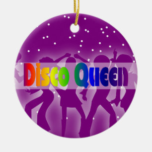 Retro Regenbogen-Disco-Königin-Tänzer 70er Keramikornament