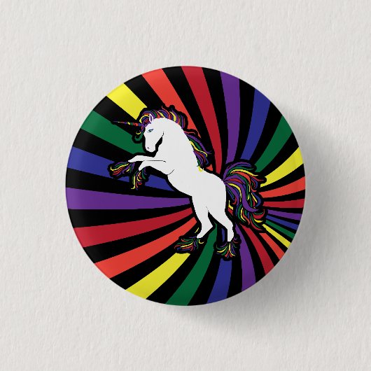 Retro Regenbogen Einhorn Button (Vorderseite)